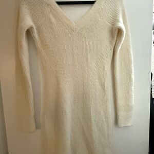 Abercrombie & Fitch Cream V-Neck Sweater Dress